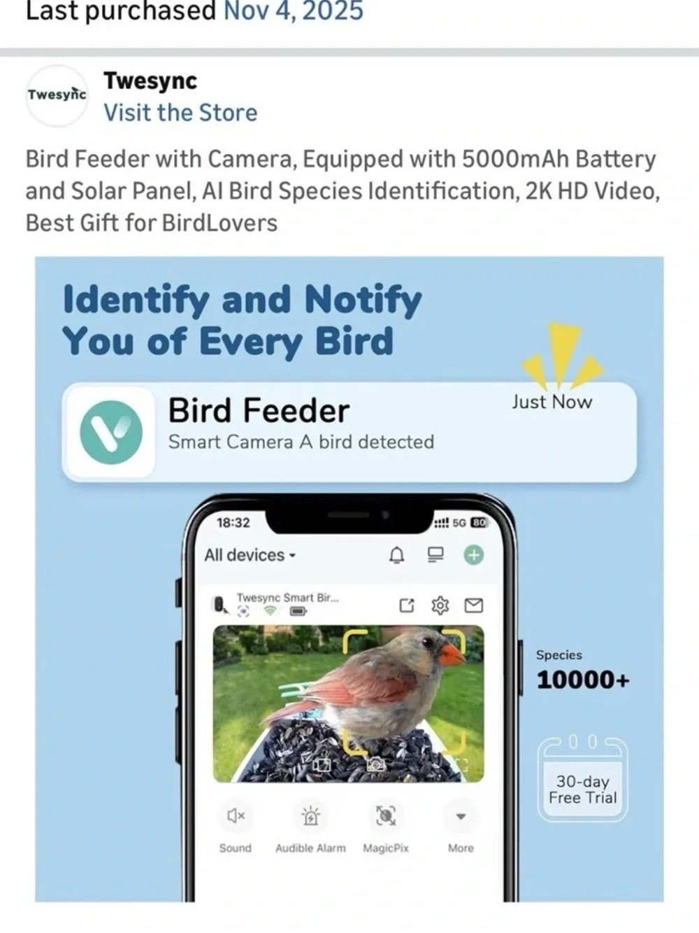 Brand new Bird Feeder Camera 2k Hd video